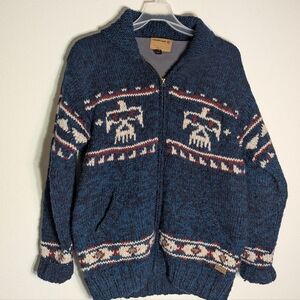 Laundromat Men's Sweater Tribal Eagle Americana 100% Wool Jacket Aztec Medium
